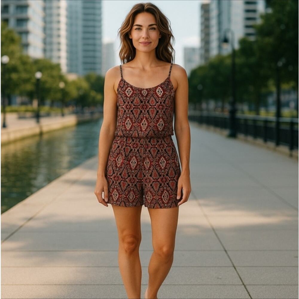 Ultra Flirt Paisley Boho Romper Size M